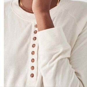 Faherty Size Large Cloud Cotton Womens Henley Boho Outdoor Casual So Soft Comfy